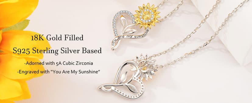 Anniversary for Gifts Women Wife, 18k Gold Plated Sunflower Necklaces for Women, Anniversary Her Gifts Birthday Gift for Wife You Are My Sunshine Woman's Jewelry Girlfriend Grandma Mom Daughter