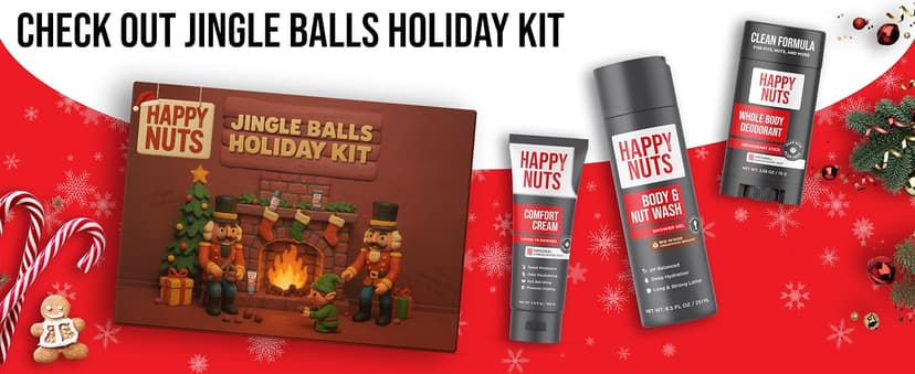 HAPPY NUTS Comfort Cream Deodorant For Men: Anti-Chafing Sweat Defense, Odor Control, Aluminum-Free Mens Deodorant & Travel Essential for Men's Private Parts 3.4 fl oz (Original)