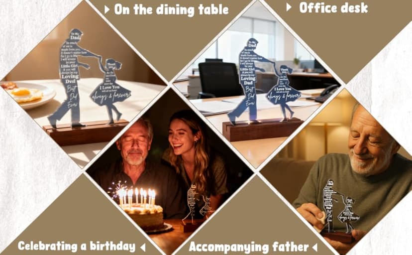 Dad Gifts from Daughter for Birthday Father's Day Christmas Valentine's Day Easter Present - Meaningful Sentimental Dancing Acrylic Plaque Keepsake Desk Decor for Bonus Step Papa Daddy