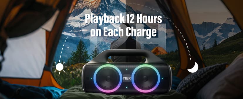 Speakers, 80w (Peak) Portable Wireless Speaker with Lights, Stereo Loud Sound, IP67 Waterproof, Deep Bass Outdoor Speakers Bluetooth 5.3 Dual Pairing for Home Party Beach Camping, Gifts