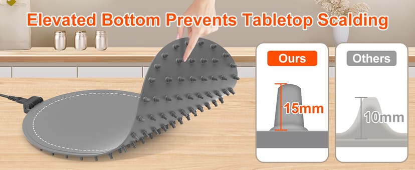 seenlast Warming Mat for Food with Adjustable Temperature Timer,10S Fast Heating Silicone Food Warmers for Parties Buffet and Home Daily,Food Warming Mat with Insulating Pad Raised Feet Protects Table B0FDWZ3ZLC