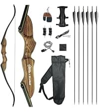 Black Hunter ILF Hunting Recurve Bow Kit for Adults, 62" High-Performance Archery Bow Set, CNC ILF Riser, Carbon-Graphite Foam Core Limbs, Right-Handed, 30-60 Lbs