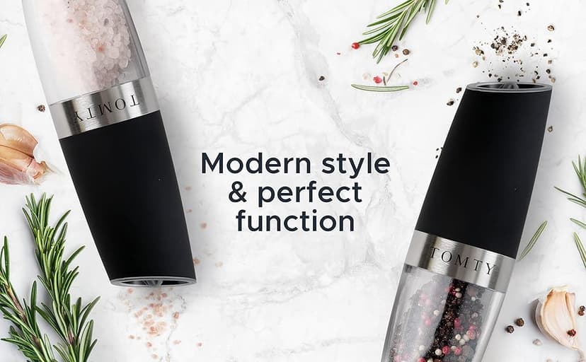 Gravity Electric Salt and Pepper Grinder Set White Elephant Gifts for Women Who Have Everything Grilling Men Kitchen Gadgets Housewarming Holiday Cooking Adults Idea Battery Operated Shakers Automatic