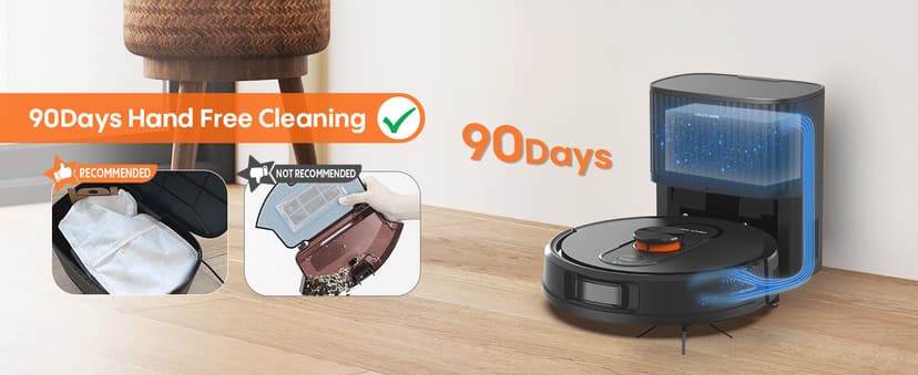 Robot Vacuum and Mop with Self-Emptying, 5000Pa Robotic Vacuum with Mapping, LiDAR Navigation, 90-Day Hands-Free Cleaning, Wi-Fi/App/Alexa Control, No-Go Zones,Ideal for Pet, Hard Floors, Carpet