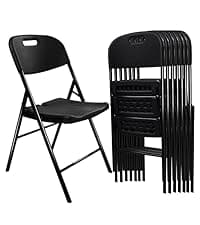6 Pack Folding Chair, 600 lb Weight Capacity,Indoor/Outdoor Heavy Duty Foldable Chairs for Restaurants, Kitchens, Picnics, Races, Parties & Weddings. (6, Black)