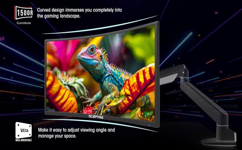 New! Sceptre Curved 27-inch Gaming Monitor 100Hz 1080p R1500 98% sRGB HDMI x2 VGA Build-in Speakers, VESA Wall Mount Machine Black 2026 (C275W-1920RN Series)