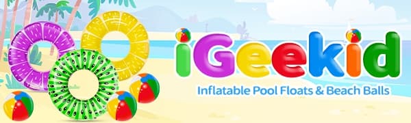 6 Pack Pool Floats Kids, 3 Pcs Inflatable Fruits Swim Tubes Rings & 3 Pcs Rainbow Beach Ball Bulk, Summer Pool Floaties for Kids Adults Swimming Float Toy Hawaiian Party Beach Water Fun Game