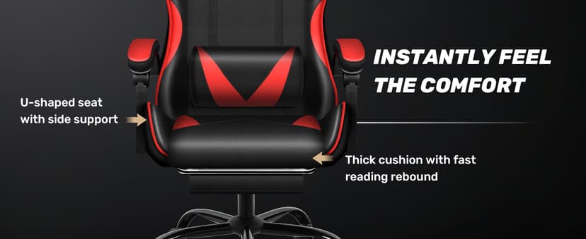 Gaming Chair, Backrest and Seat Height Adjustable Swivel Recliner Racing Office Computer Ergonomic Video Game Chair with Footrest and Lumbar Support, Red/Black