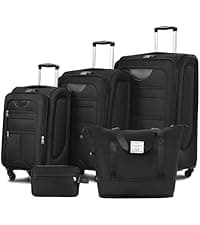 Merax 5 Piece Luggage set of printing hard shell suitcases with Double Spinner Wheels Suitcase with Lock 8" 14" 20" 24" 28"