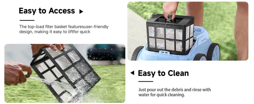Pool Vacuum for Above Ground Pool, Lasts Up to 180 Mins, Self-Parking, LED Indicator, Wall Climbing Above Ground Pool Vacuum for Inground Pools, Robotic Pool Cleaner for Pools up to 2000 Sq.ft