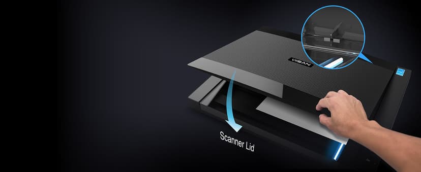 VIISAN 3120 A3 Flatbed Scanner, 1200 DPI, CIS Sensor, Scan 11.7" x 16.7" in 8 sec, Frameless, Auto-Scan, Document & Photo & Book Scanner, Design for Library, School and Soho. Supports Windows & Mac