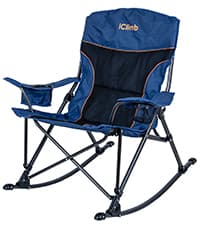iClimb Ultralight Compact Camping Folding Beach Chair with Anti-Sinking Large Feet and Back Support Webbing (Black - Square Frame)