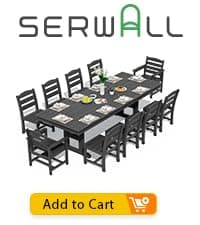 SERWALL HDPE Folding Adirondack Chair with Dual Cup Holder - Composite Adirondack Chair Set of 4- Black