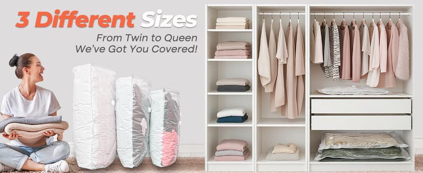 Vacuum Seal Bags for Clothing with Rechargeable Cordless Pump, 12 Pack Compression Packing Bags, Space Saver Storage for Seasonal Clothes Bedding Blanket Pillows Comforters Luggage Travel