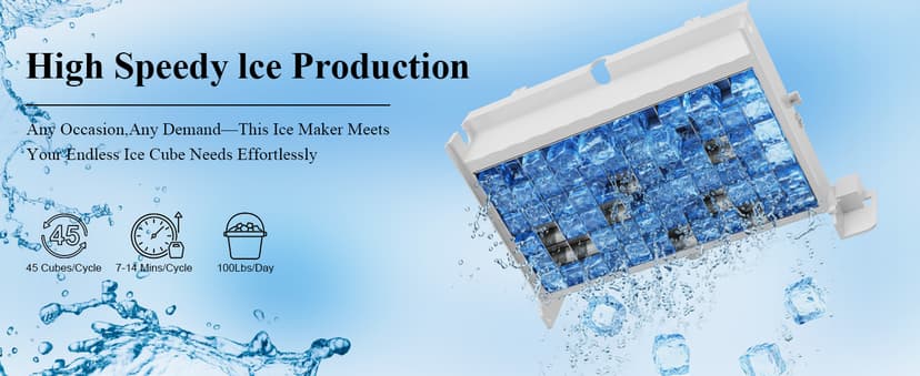 Commercial Ice Maker,200 lbs/24H,96 Cubes in 14 Mins,Stainless Steel Ice Machine with 33 lbs Storage Capacity,Water Filter,Self-Cleaning,Under Counter/Freestanding Ice Maker for Restaurant,Cafe,Home