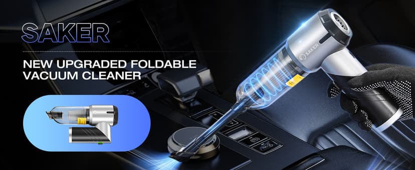 Mini Car Vacuum with Brushless Motor,Air Duster Blower,Rechargeable Foldable Vacuum Cleaner,for Home, Office Pet,Gifts Saker Handheld Car Vacuum Portable Cordless17000Pa HL132 Black B0D8PQHYV3