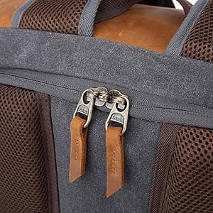 JAEP Camera Backpack - Weather Resistant 16 Ounces Waxed Memory Canvas – DSLR SLR Backpacks with 15.6” laptop sleeve compartment and Tripod Holder for Photographers -Vintage leather Style (Khaki)