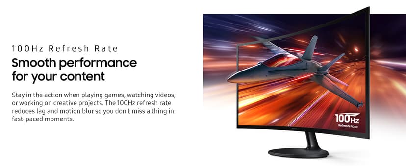 Samsung 27" Essential S3 (S36GD) Curved Monitor - FHD, 1800R Curved Screen, 100Hz, Eye Saver Mode, Game Mode, HDMI D-sub, LS27D36CGANXZA