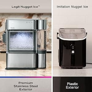 GE Profile Opal 2.0 Ultra Nugget Ice Maker with .75 Gallon Side Tank and Scale Inhibiting Filter, Scoop Included, 38 lbs in 24 Hours, Pellet Ice Machine with WiFi & Smart Connected, Stainless Steel