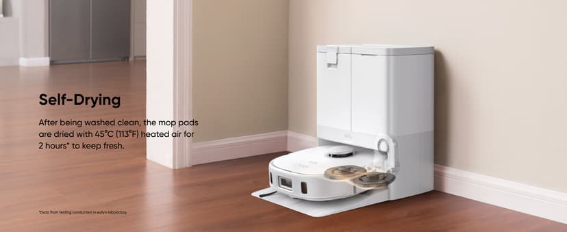 eufy X10 Pro Omni Robot Vacuum and Mop Combo, Incredible Suction, Dual Mops with 12 mm Auto-Lift and Carpet Detection, AI Obstacle Avoidance, Auto Mop Washing&Drying, Self-Emptying, White