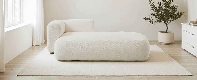 Upholstered Chaise Lounge Indoor for Living Room Bedroom Office Chaise Lounge Sofa:Boucle Fabric Modern Leisure Sofa Recliner Chair Sleeper Indoor (Boucle Cream)