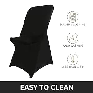Peomeise Stretch Spandex Folding Chair Cover for Wedding Party Dining Banquet Event (White,12pcs)