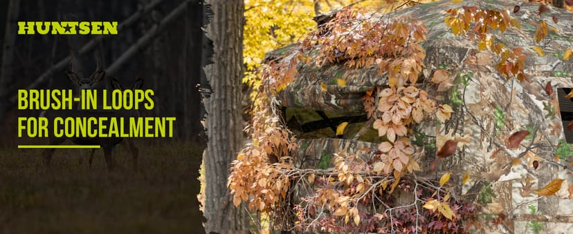 HUNTSEN Hunting Blind 270 Degree See Through Ground Blind - 2-3 & 3-4 Person Pop Up Deer Blind for Hunting with Carrying Bag - 300D Reinforced Portable Durable Blind for Turkey and Deer