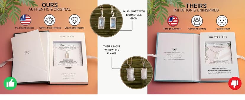 HOPE LOVE SHINE New Beginnings Rainbow Moonstone Sterling Silver Necklace for Women