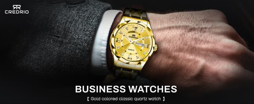Credrio Watch for Men Stainless Steel Waterproof Diamond Business Dress Analog Quartz Luminous Date Two Tone Luxury Casual Wrist Watch