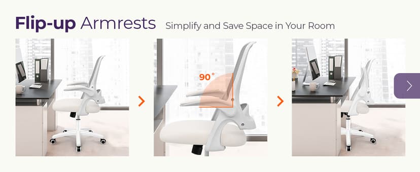NEO CHAIR Office Desk Gaming Ergonomic Computer Chair with Lumbar Back Support Adjustable Height Swivel Rolling Wheels Flip-up Arms Mesh Chair for Home Vanity (Ivory)