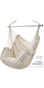 ADVOKAIR Hammock Chair Swing, Heavy-Duty Hanging Rope Swing Seat Supports 500 Lbs, Ideal for Outdoor Patio, Backyard, Porch, Deck & Indoor Bedroom Use