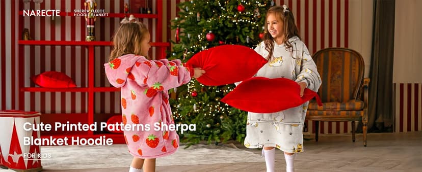 Narecte Kids Hoodie Blanket Birthday Gifts for Girls Year Old Girl Toddler Wearable Blanket Hoodie Kids Oversized Ideas Teen