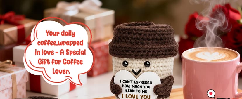 Birthday Decor Gifts for Boyfriend Husband Wife Wedding Anniversary Coffee Lover Couple Crochet Coffee Mug Decor I Love You Anniversary Women Men Her Him Gifts for Girlfriend Sweetest Day Christmas B0FX3RS85V