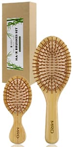 MRD Hair Brush Set, Natural Bamboo Comb Paddle Detangling Hairbrush, Wide-tooth and tail comb No Bristle, suit for Women Men and Kids Thick/Thin/Curly/Dry Hair Gift kit