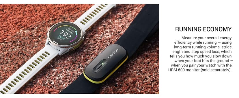 Garmin Forerunner® 970, Premium GPS Running and Triathlon Smartwatch, AMOLED Display, Built-in LED Flashlight, Carbon Gray DLC Titanium with Black Case and Black/Translucent Whitestone Band