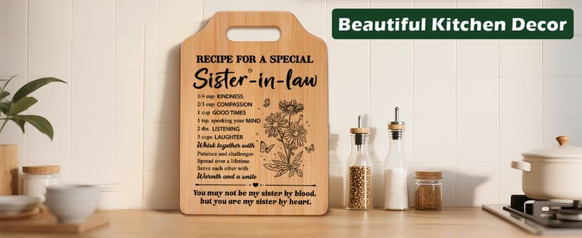 Gifts for Sister in Law, Sister In Law Birthday Gifts, Unique Recipe Cutting Board for Sister in Laws, Mothers Day, Christmas, Housewarming Gifts for Sister in Law Adult