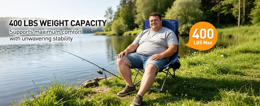 East Oak Oversized Camping Chair with Canopy | 400 LBS Heavy Duty Folding Beach Chair with Canopy Shade, Roomy Seat, Full Sun Protection, Ample Storage | Canopy Chair for Outdoors