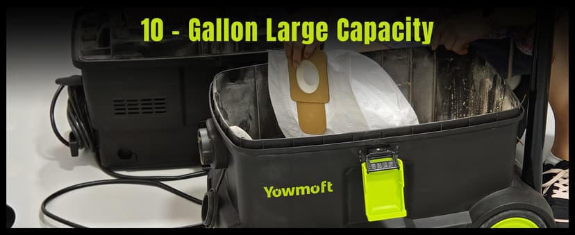 M Class 10 Gallon Dust Extractor for Woodworking with Auto Hepa Clean & Dust Indicator Light Dust Vacuum Extractor with 150CFM Airflow & Power Tool Connector for Workshop Construction (With Handle)