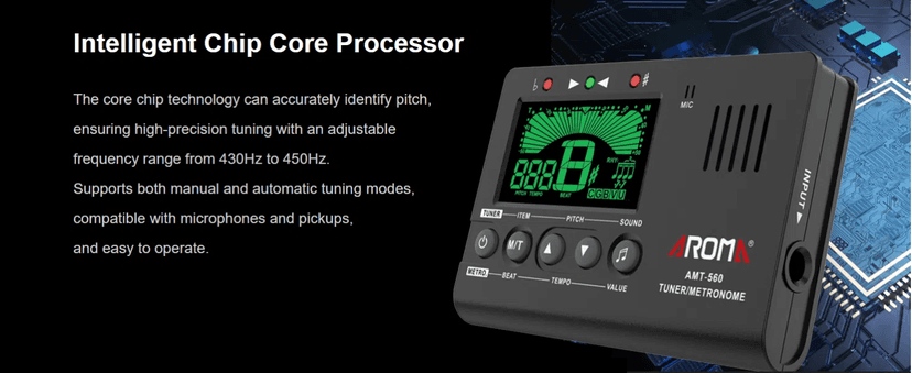 Ulumac Aroma 3 in 1 Digital Metronome Tuner for All Instruments - Guitar, Piano, Violin, Bass, Ukulele, Trumpet, Flute, Clarinet - Accurate Chromatic Tuner, Metronome, Tone Generator, Easy Operation
