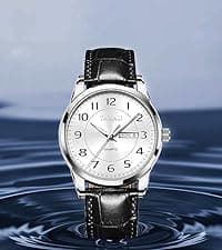 OLEVS Mens Watches Dress Waterproof Watch with Date Day Analog Quartz Casual Wrist Watch Large Number Classic Luxury Luminous Scales 41mm Big Face Easy Read Reloj para Hombre