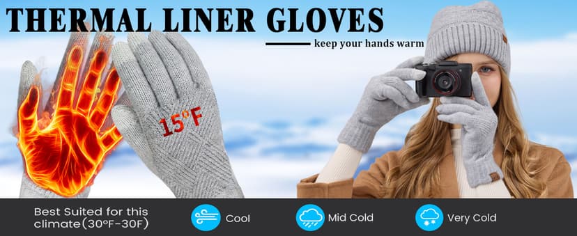 REACH STAR Winter Gloves for Women Touch Screen Thermal Lining Warm Gloves Cold Weather Christmas Gifts