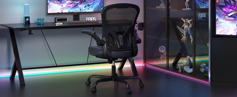 Office Chair, Ergonomic Desk Chairs 330LBS Capacity High Back Mesh Computer Chair with Flip-up Armrests, Comfy Work Chair with Adjustable Lumbar Support, Rolling Chair