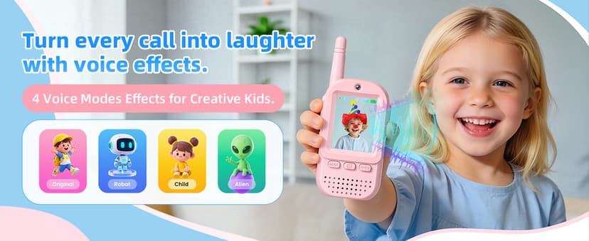 For Age 3-12 Year Old Boys Girls, HD Camera & Voice Changer, 2'' Screen, Outdoor Play Camping Hiking Family Games Video Walkie Talkies for Kids 2 Pack – Rechargeable Intercom Toys B0FZH1HXMB