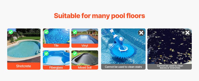 VEVOR Suction Pool Cleaner, Automatic Pool Vacuum Cleaner, Suction Side Automatic Pool Cleaner, Suction Vacuum Pool Sweeper with 12 Hoses, for In-ground Pool and Above-Ground Pool Up to 20 x 35 ft