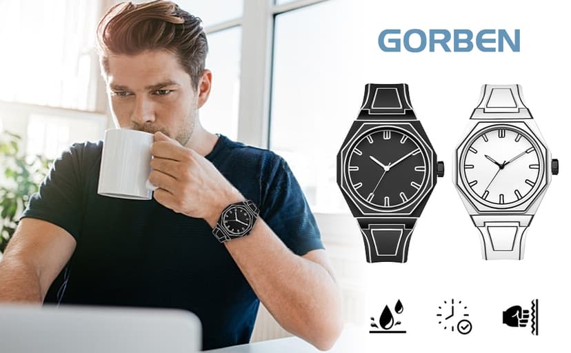 GORBEN Creative Sketch Watch Sports Fashion Quartz Minimalist Black and White Anime Series Watch