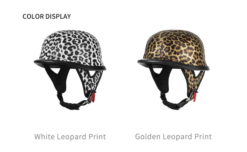 Vintage German Leather Motorcycle Half Helmet for Men Women - DOT Approved Open Face Helmets, Retro Biker Helmet for Cruiser, Chopper, Scooter