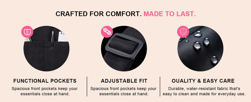 YIKA® Apron Couples, Christmas Gifts for Couples: Waterproof Aprons for Women Men, with Adjustable Neck Strap with Extra Long Ties, 2 Pockets (Black)