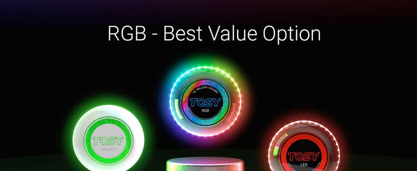 TOSY Flying Disc - 108 RGB Multicolor or 36 Monocolor LEDs, Super Bright, Smart Modes, Christmas Stocking Stuffers Gift, Camping Toy for Kid/Teen/Adult, Auto Light Up, Rechargeable, Waterproof, 175g