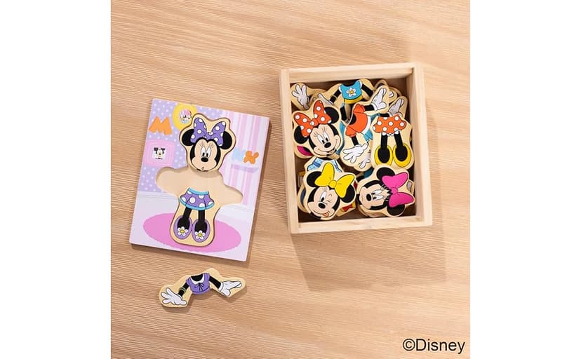 Melissa & Doug Disney Minnie Mouse Dress-Up Puzzle, 18 Pieces Mix and Match Outfits, Sorting & Matching Toy with Storage Case, Educational Puzzle for Toddlers Ages 3+