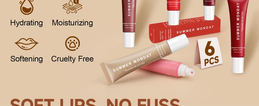 Lip Balm with Non-Sticky Shine, Ultra-Hydration, Lightweight, Long-lasting Soothing Lip Care 6 PCS Summer Lip Butter Balm, Lip Gloss for Instant Moisture B0GR8XC9ZM
